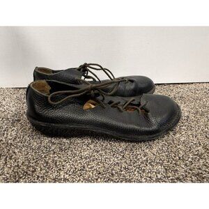 LNTS Of Holland Black Leather Flat Lace up Shoes Size 36 EUC